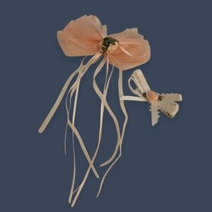 HANDMADE Chiffon and Satin Rose Pink Hair Bows